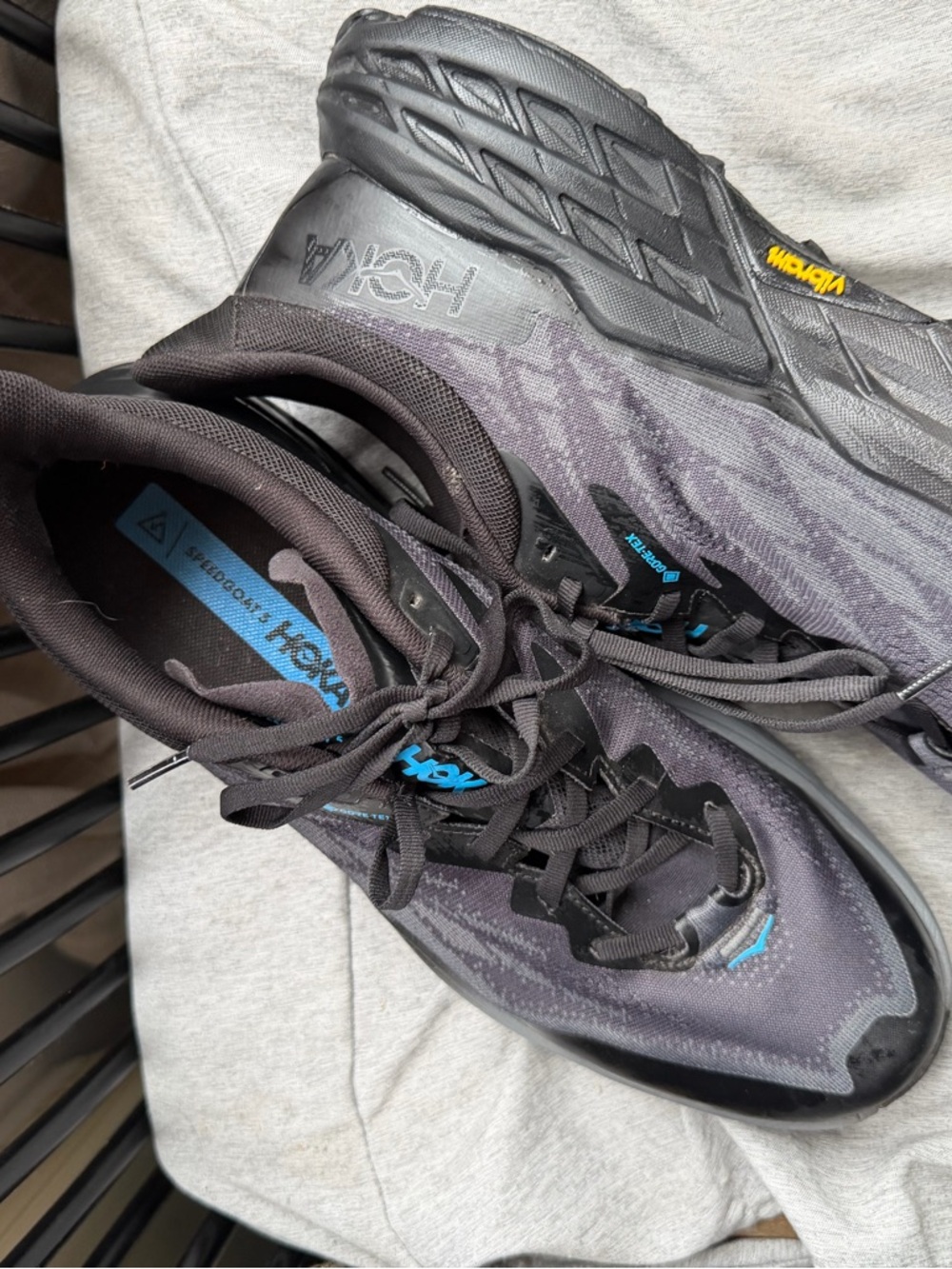 Hoka Men’s Black and Blue Athletic Running Shoes